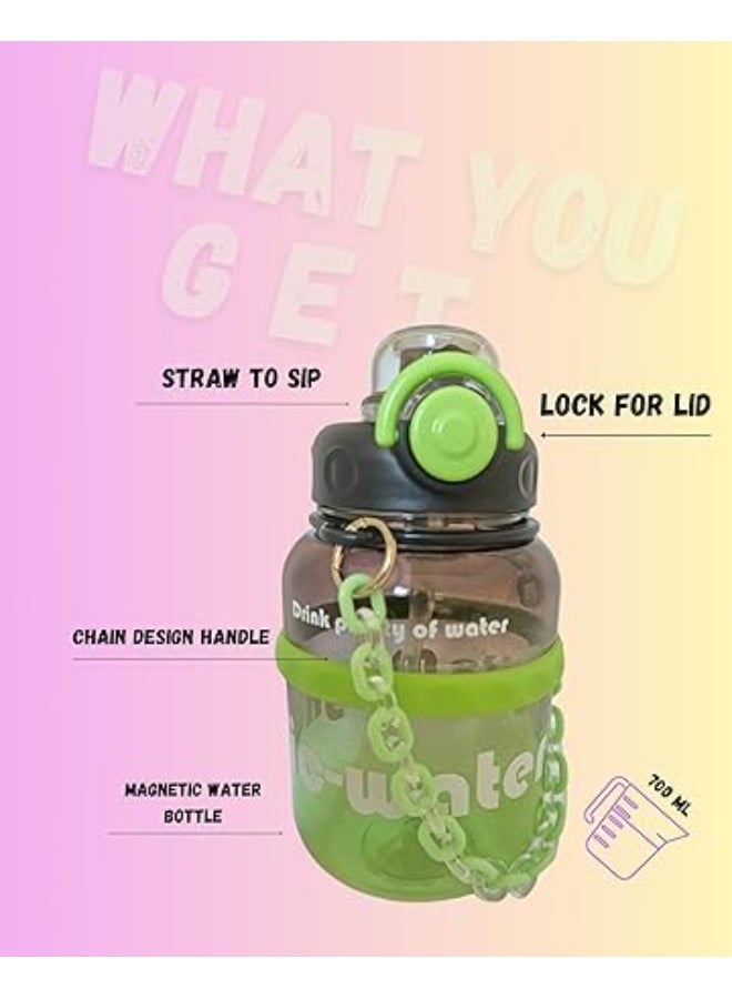 MINIIMODZ MINII MODZ Kids chain design handle Water Bottle with Straw | 700 ml water bottle Best for School, Walks & Picnics - Image 2